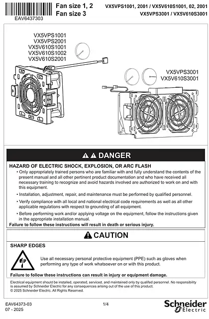 schneider施耐德Instruction Sheet - Fan for product size1_2_3